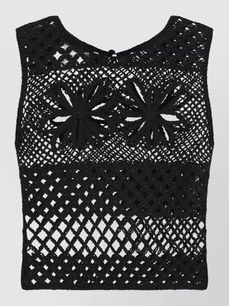 Pinko gonzano floral crochet sleeveless knit top