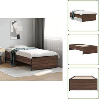 vidaXL The Living Store Giroletto Rovere Marrone 75x190 cm Legno Multistrato e Metallo - Letto in legno