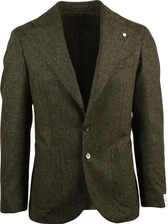 L.B.M. 1911 Textured Green Virgin Wool Tailored Jacket