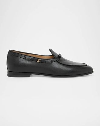 Valentino Garavani Men & apos;s Logo Leather Boat Shoes