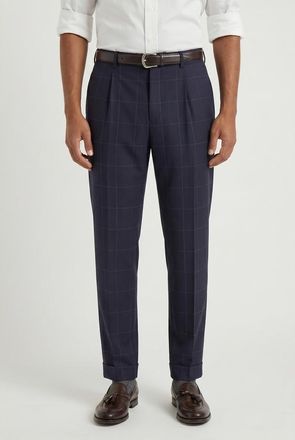 Brunello Cucinelli Navy Wool Tailored Trousers, Brand Size 52 (US Size 36)