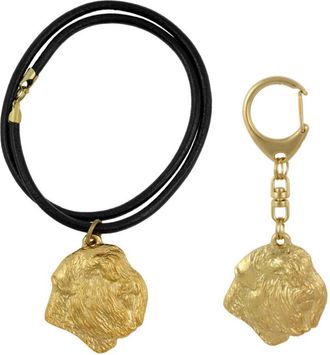 OEM Bouvier Des Flandres - Llavero Y Collar Con Perro En Caja, Producto Ba&ntilde;ado En Oro De Alta Calidad, Marca Art-dog