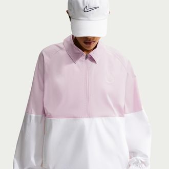 Nike Womens Nike Sportswear Oversized Poplin 1/2-Zip Jacket in Purple | IV4976-583