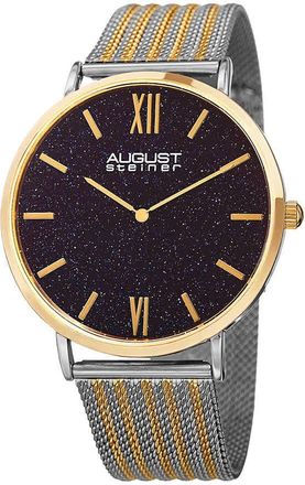 August Steiner Blue Sandstone Dial Two-tone Mens Watch AS8218TTG