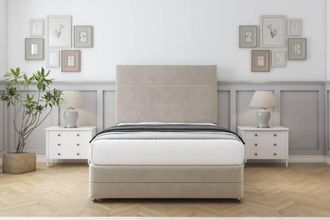 Comfort Beds Zoya Plush Divan Set 4 Drawers-26 Headboard-Footboard in Cream | Size: Small Double