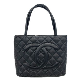 Chanel Black Grained Calfskin Tote Bag (Pre-Owned)