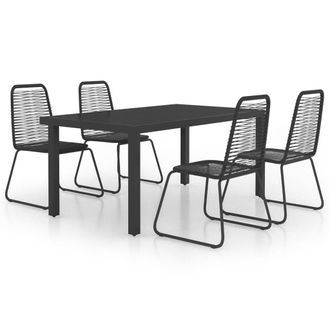 vidaXL Set De Comedor De Jard&iacute;n De 5 Piezas Pvc Rat&aacute;n Negro Vidaxl