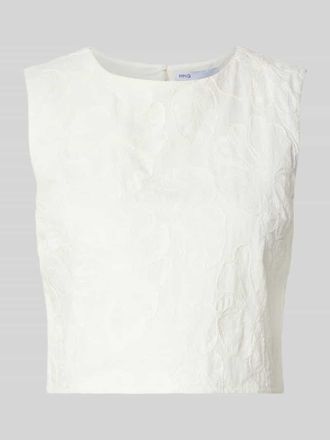 Mango Cropped Blusentop mit r&uuml;ckseitigem Schl&uuml;sselloch-Ausschnitt in Offwhite, Gr&ouml;&szlig;e XL