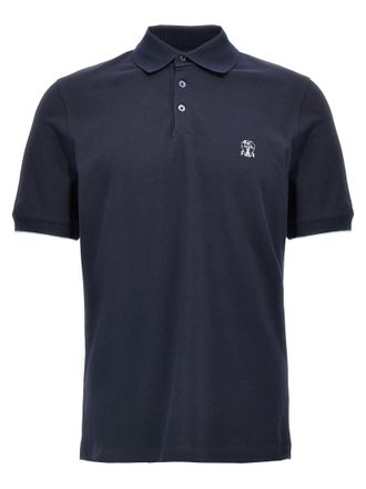 Brunello Cucinelli Blue Cotton Polo Mens Shirt