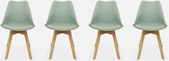 Sweeek Sweeek - Silla escandinava acero, set de 4, Nils, Verde celadón, 47x55x81 cm