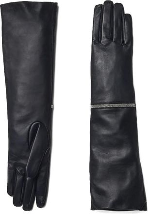 PESERICO Womens Long Leather Zip-Detail Gloves Aw25 W