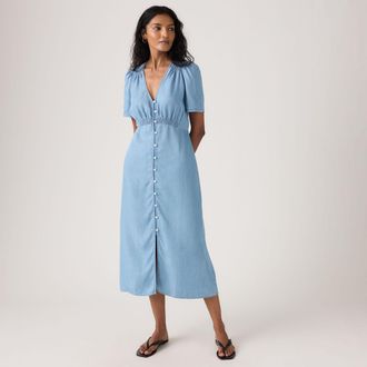 Levi's Paola Short Sleeve Midi Dress - Womens - XL - Blue