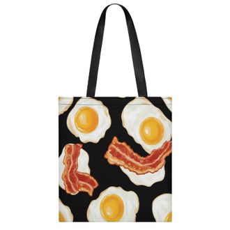 Generic Bacon And Eggs for Breakfast Womens Tote Casual Shopping Bag Lightweight Shoulder Bags Hobos Handbag for Work Travel Daily 35x40cm