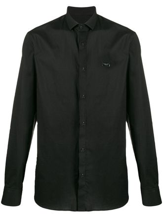 Philipp Plein skull-buttons shirt - men - Cotton/Spandex/Elastane - S - Black