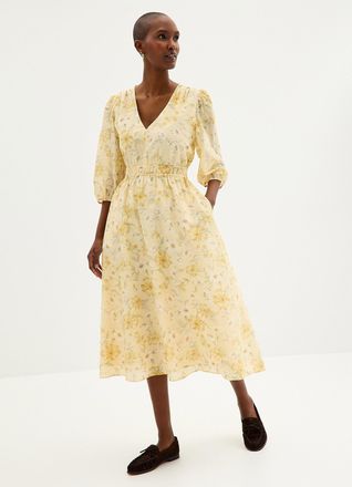 Contemporaine Womens Sunny garden ruched waist dress