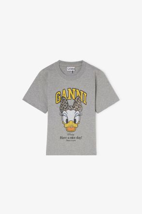 Ganni Grey Daisy Duck Printed Baby Fit T-shirt - Size XXS Organic Cotton