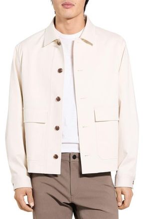 Theory Moonsoft Cotton Twill Button-Up Shirt Jacket in Winter Ivory at Nordstrom, Size Xx-Large