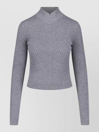 Victoria Beckham long sleeve mock neck cropped ribbed top