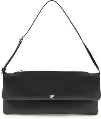Courr&egrave;ges Black Calf Leather Bos Taurus Shoulder Womens Bag