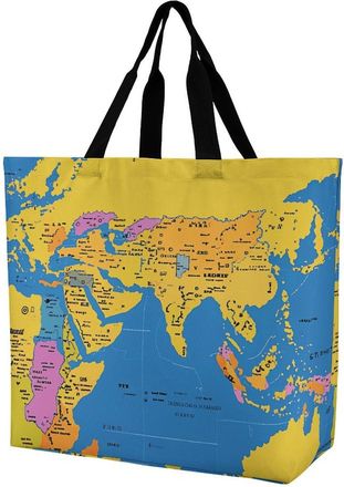 Generic World Geography Map Tote Bag Handle Shopping Bag Foldable Handbags For Work Daily Use Beach