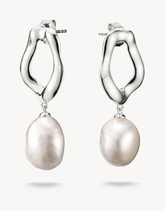 Thomas Sabo Natural Beauty - Orecchini con perle dacqua dolce argentato e bianco-Argento