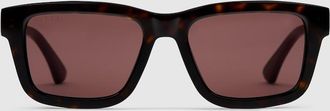 Gucci Rectangular Frame Sunglasses, Brown