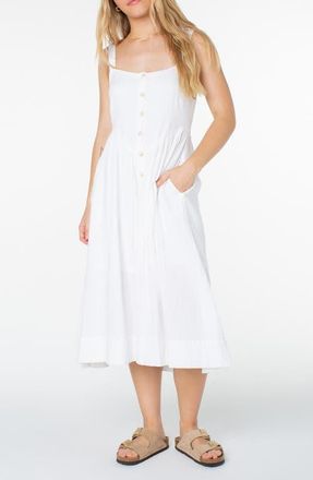 Roxy Brisa Cotton Midi Dress in Snow White Solid at Nordstrom, Size Small