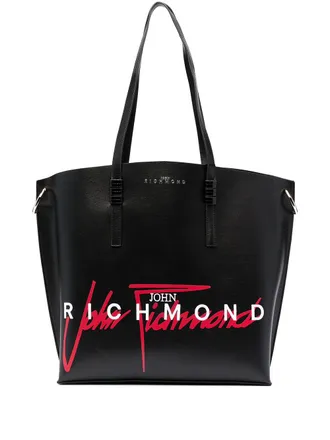 John Richmond Kalispi shopper met logoprint - Zwart