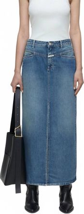 Closed Denim Midi Skirt In Dark Blue
