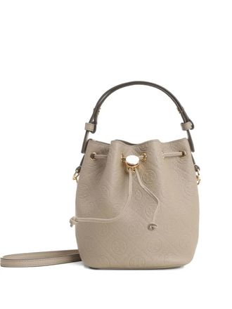 Tory Burch embossed-crest leather mini bucket bag - women - Suede/Leather - One Size - Neutrals