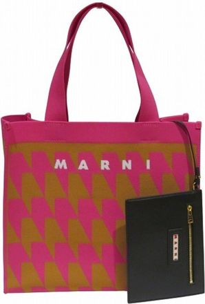 Marni Brown Pink Polyester Pouch Tote Bag (Pre-Owned)