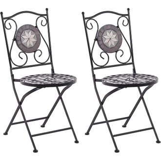 Beliani Set of 2 Garden Chairs CARIATI Metal Black