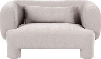 Beliani 2 Seater Sofa Dark Beige Fabric Upholstery Plush Texture Cylindrical Legs Organic Style HOGBO