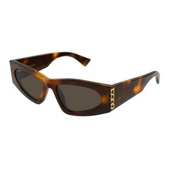 Gucci Rectangular Frame Sunglasses - female - Gucci - Sunglasses - Brown - 54 MM - Accessories