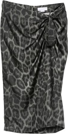 Stella McCartney Leopard Animal Print Midi Skirt