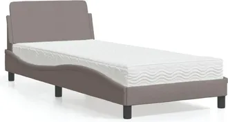 vidaXL Cama Con Colch&oacute;n Dover Tela Gris Taupe 90x190 Cm Vidaxl
