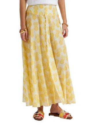 La DoubleJ Ariel Skirt Pineapple Sunflower White at Nordstrom, Size X-Large
