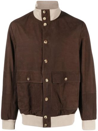 Brunello Cucinelli Bomberjack met contrasterend detail - Bruin
