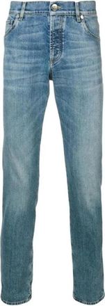 Brunello Cucinelli Lichtgewicht Denim Broek met Traditionele Pasvorm en Vijf Zakken - Heren - Slim Fit Jeans - Blauw - XL - Denim - Jeans