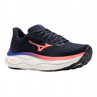 Mizuno Womens Wave Sky Nine Sneaker In Odyssey Grey Striking Coral