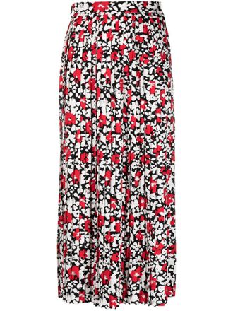 Celine Gonna midi a fiori plissettata - Bianco