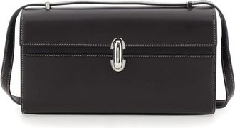 Savette Simmetry Brown Shoulder Bag With Top Strap And Twist Lock Closure In Leather Woman