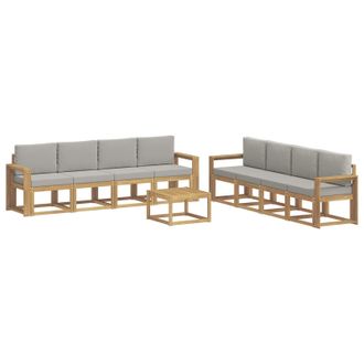 vidaXL Conjunto De Sof&aacute;s De Exterior 9 Pcs Blanco Y Gris Claro Vidaxl