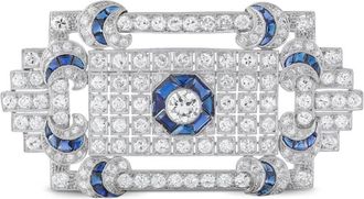 Luxury Bazaar Spilla in platino con diamanti e zaffiro - Argento