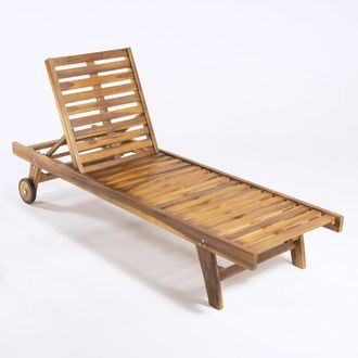 ED&Egrave;N JARD&Iacute; Tumbona con ruedas reclinable de madera de teca