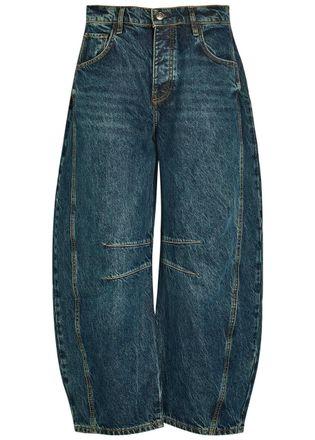 Free People Good Luck Barrel-leg Jeans - Dark Blue - 27 (W27 / UK8-10 / S)