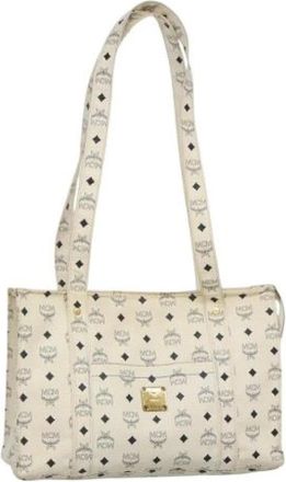 MCM Tweedehands leren handtassen - Dames - Vintage Schoudertas - Wit - ONE Size - Leer - Vintage