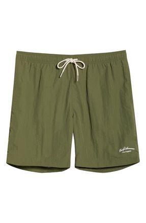 PacSun Collegiate Swim Trunks in Green at Nordstrom, Size X-Large
