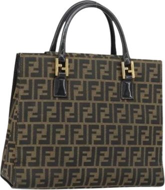 Fendi Pre-owned Handbags, female, Brown, Size: ONE SIZE Pre-owned Canvas Handbag