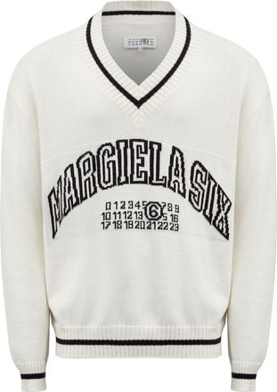 Maison Margiela Maglione con motivo numeri - Bianco